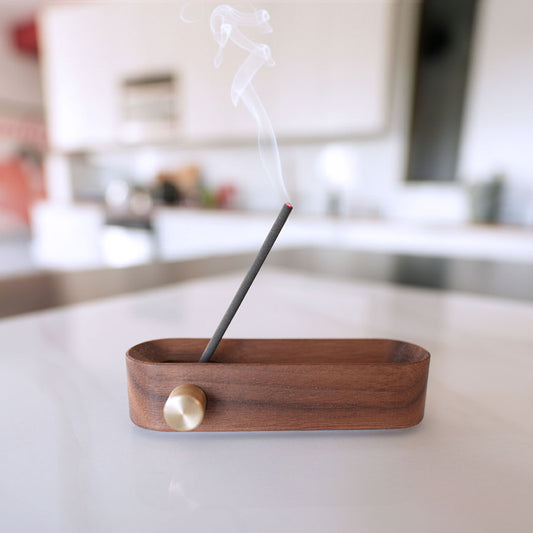 mrmr Velo Wooden incense holder with a smoking incense stick